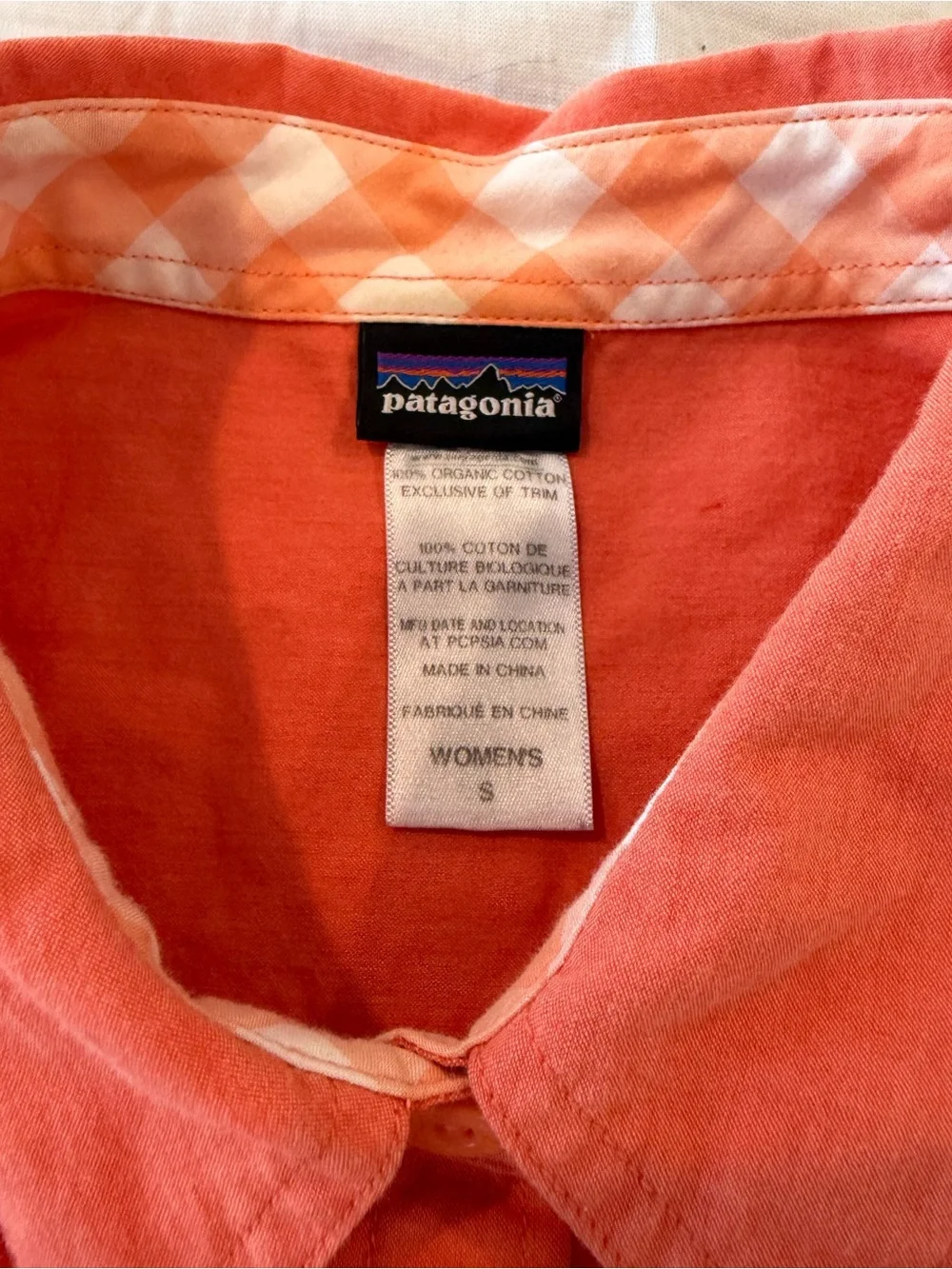 Patagonia Brookgreen Sleeveless Top Peach Orange Organic Cotton Button Up S - Picture 3 of 5